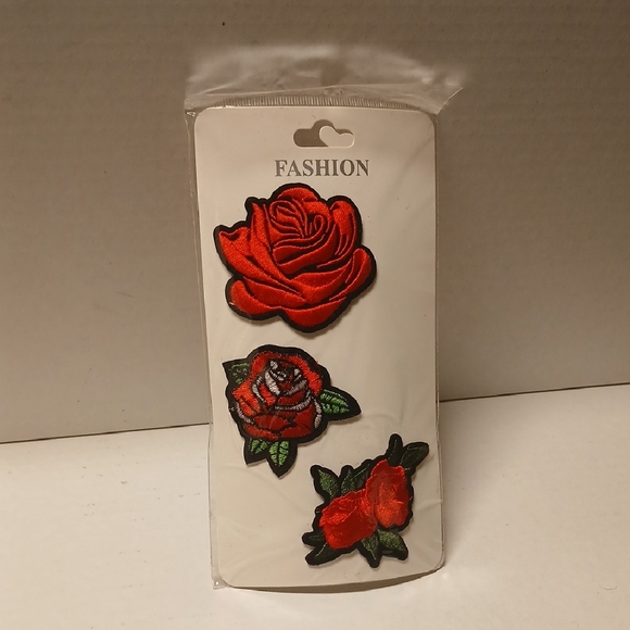 Unbranded Other - Red Rose Embroidery Patch Set 3pcs NWT